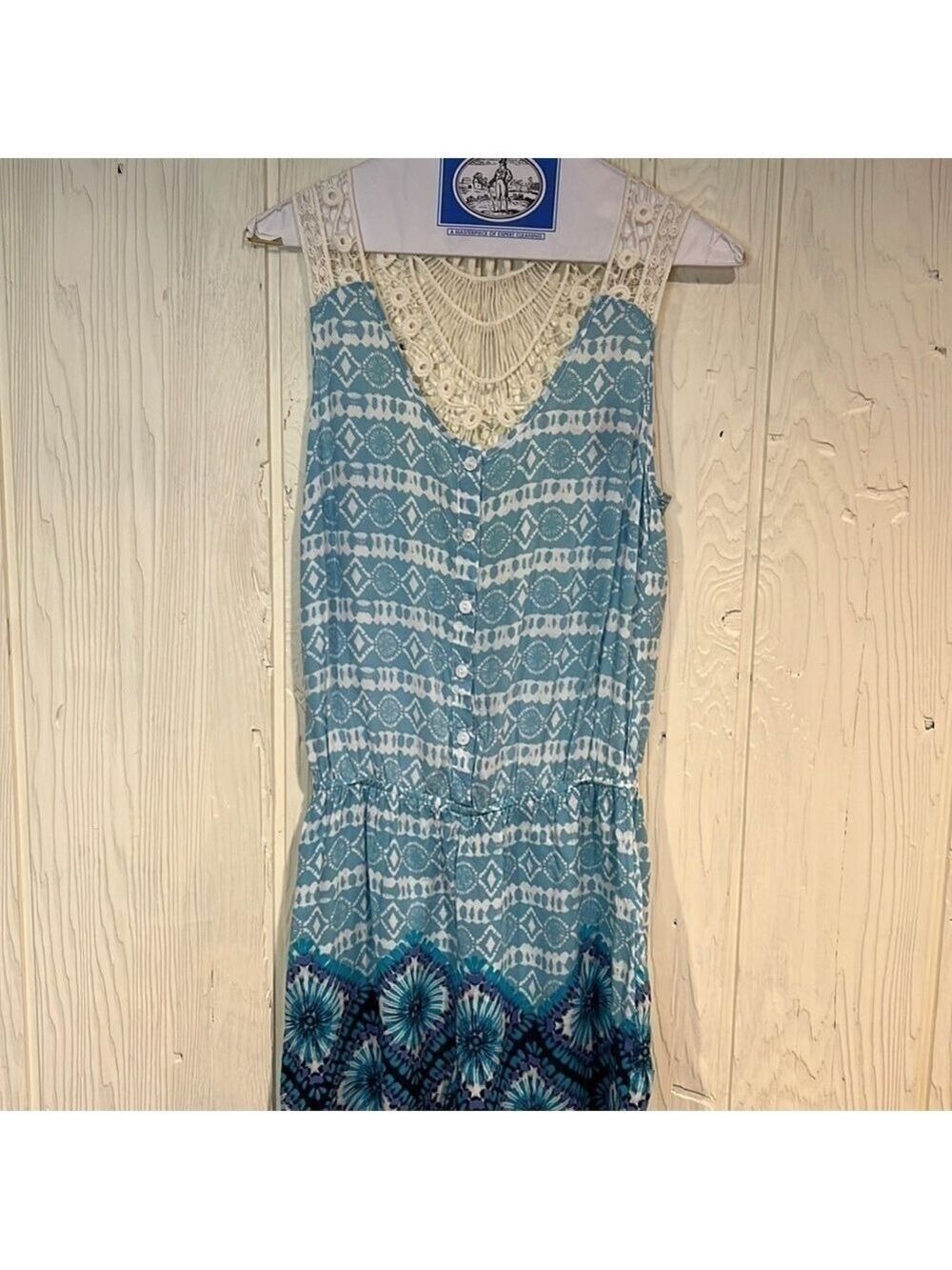 Aqua ROMPER MACRAMÉ TYPE BACK ELASTIC WAIST SIZE small